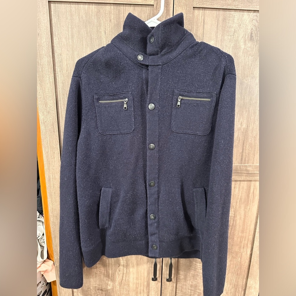 Banana Republic Navy Wool Knit Heavyweight Sweater men’s size L